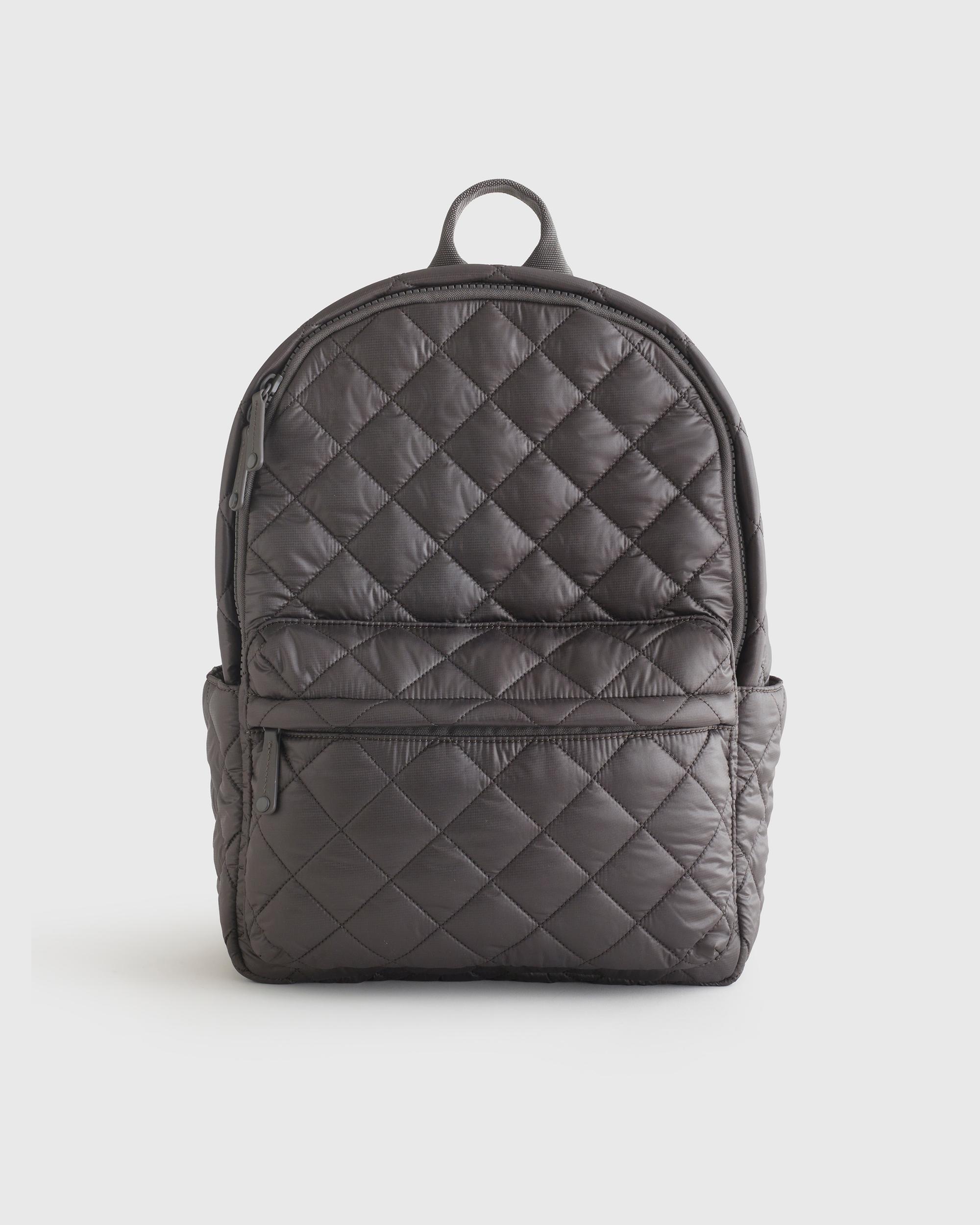 Quince | Women's Transit Quilted Commuter Backpack in Charcoal, Nylon Product Image