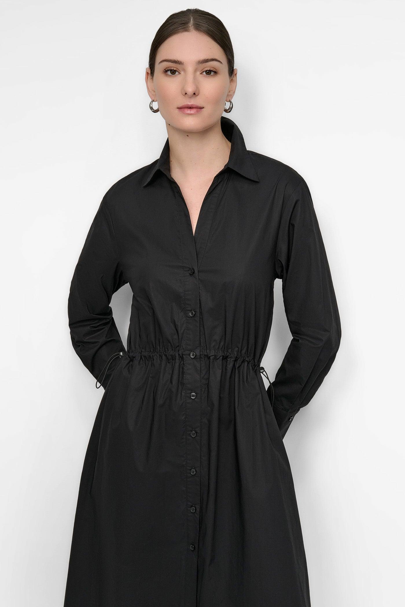 ADJUSTABLE WAIST MIDI SHIRT DRESS Product Image