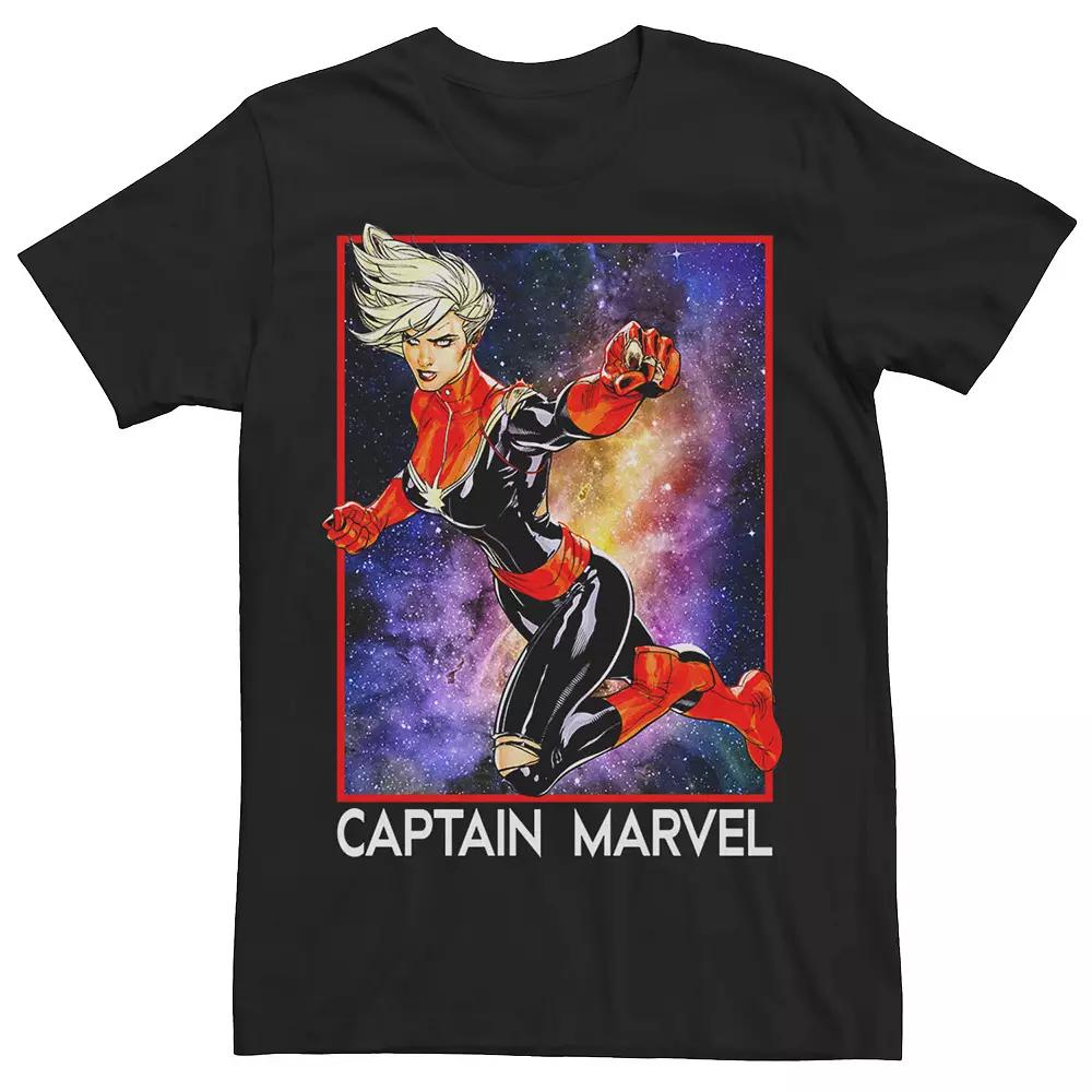 Men's Marvel Captain Marvel Retro Colorful Galaxy Pose Poster Tee,  Product Image