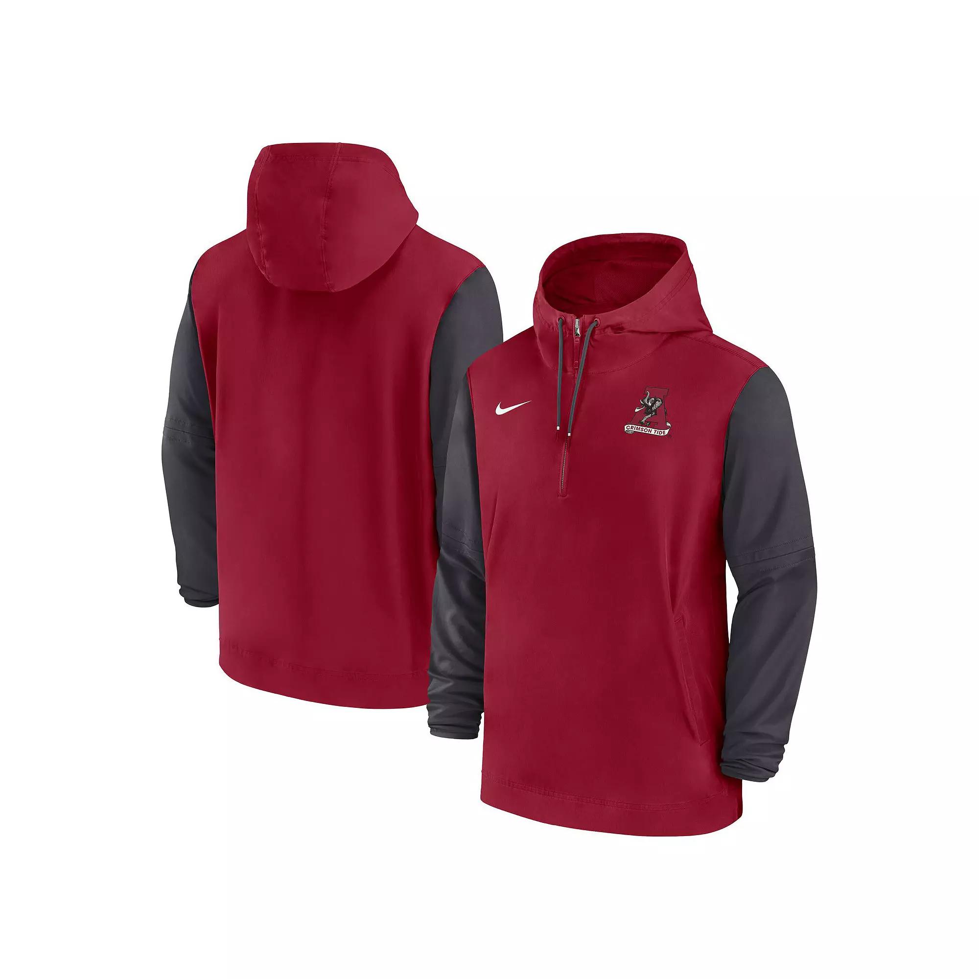 Men's Nike Crimson Alabama Crimson Tide 2024 Sideline Pregame Player Half-Zip Hoodie, Size: Small, Red Product Image