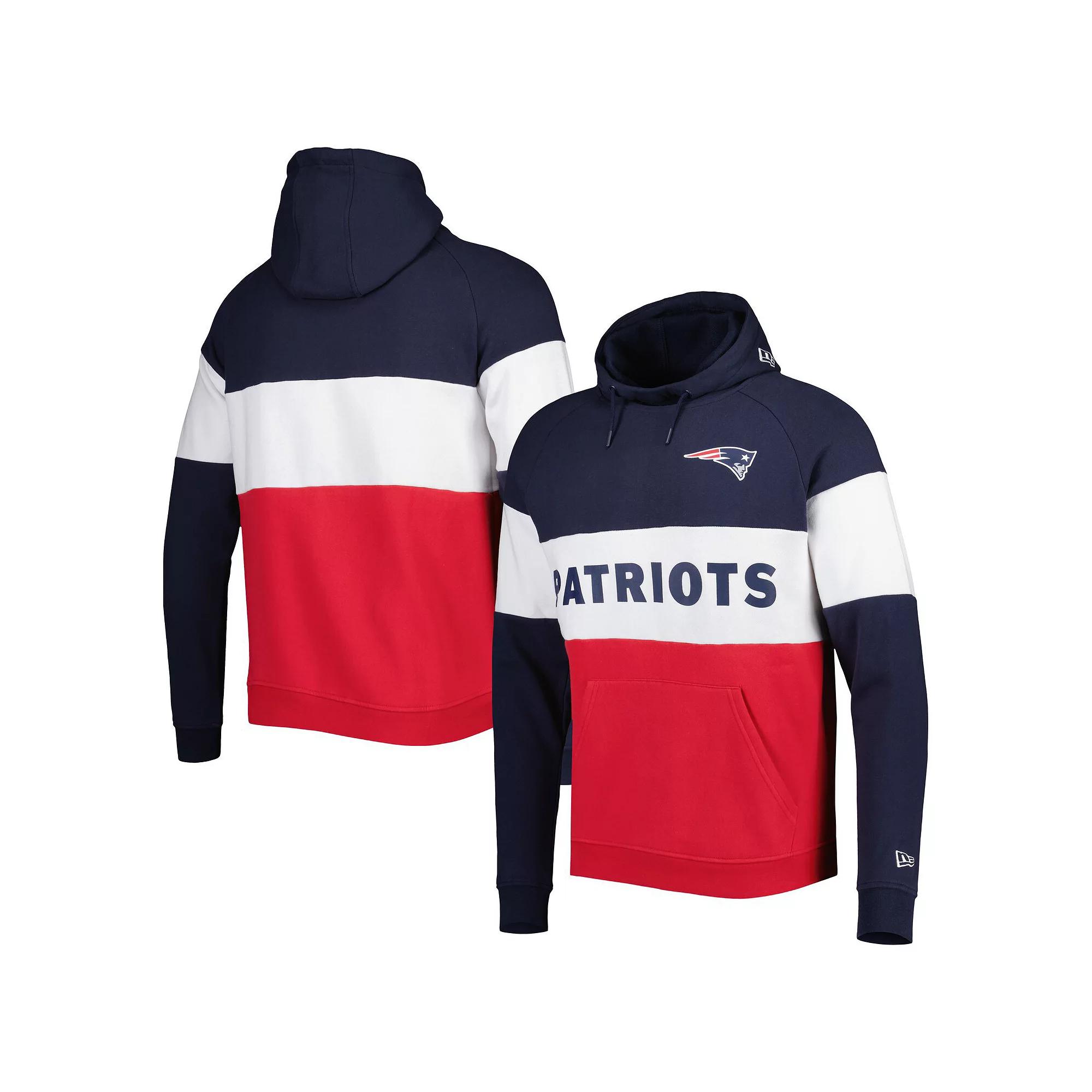 Men's New Era Red New England Patriots Colorblock Current Pullover Hoodie, Size: 2XL Product Image