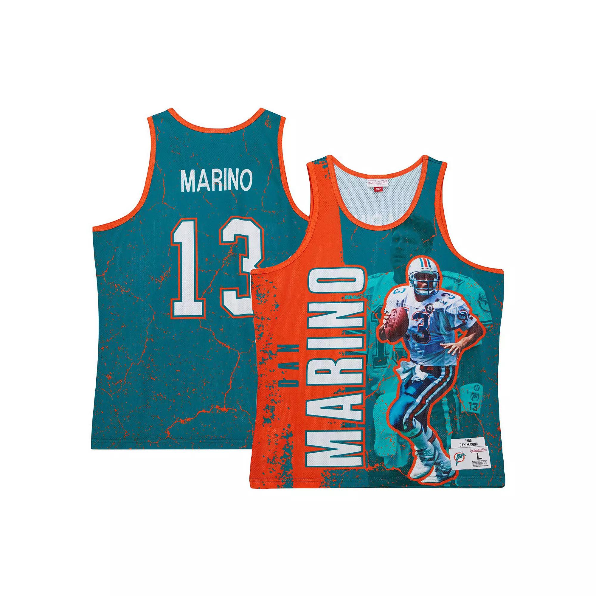Men's Mitchell & Ness Dan Marino Aqua Miami Dolphins 1990 Player Burst Tank Top,  Product Image