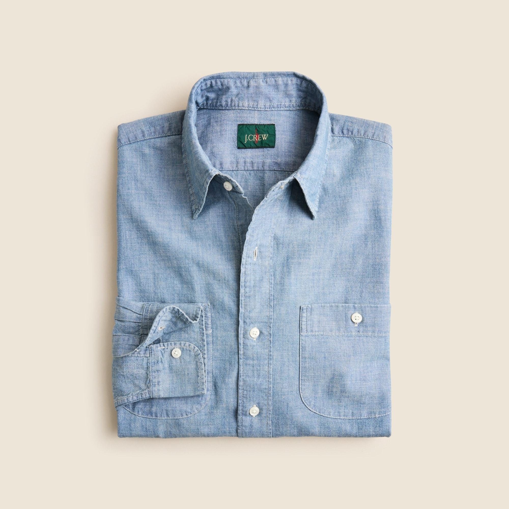 Giant-fit organic cotton chambray workshirt Product Image