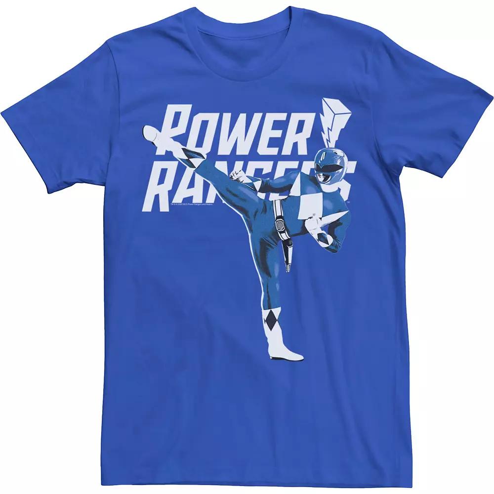 Men's Power Rangers Blue Ranger Action Pose Logo Tee,  Product Image