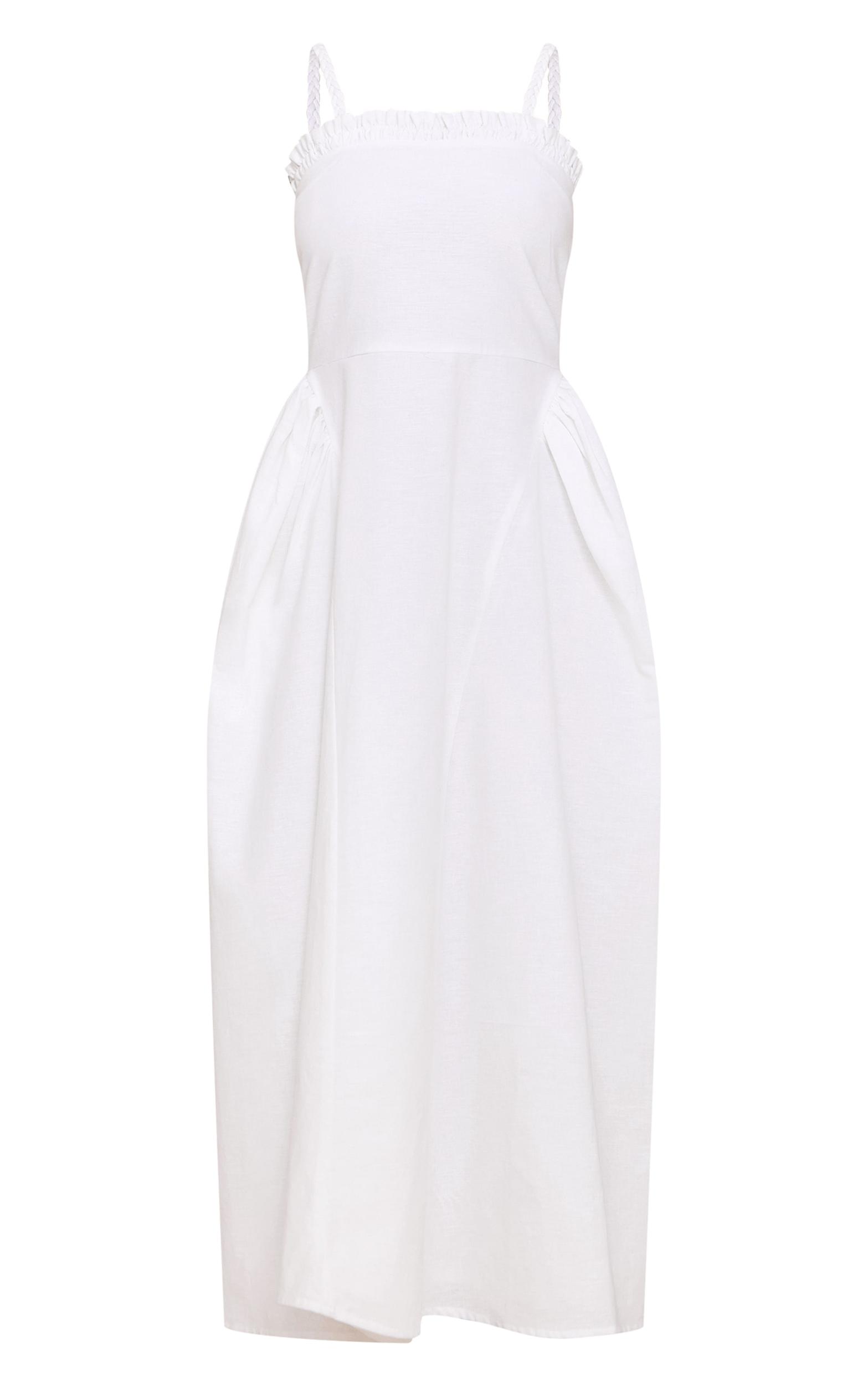 White Braided V Waist Midaxi Dress Product Image