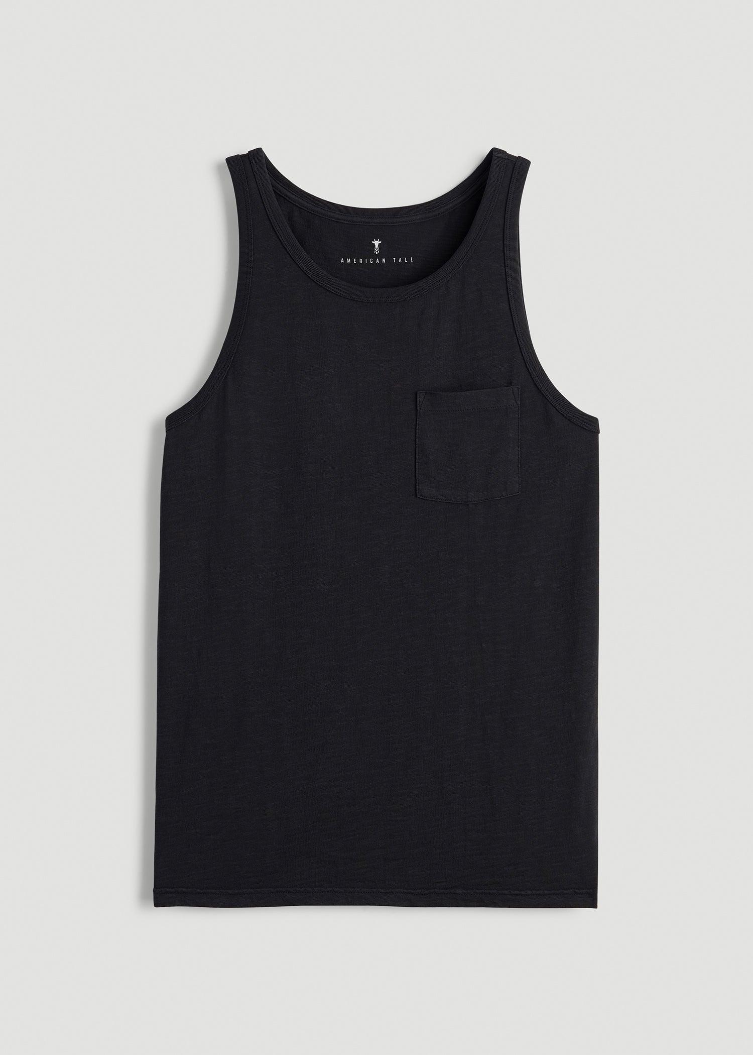 Garment Dyed Slub Pocket Tank Top for Tall Men in Black Male Product Image