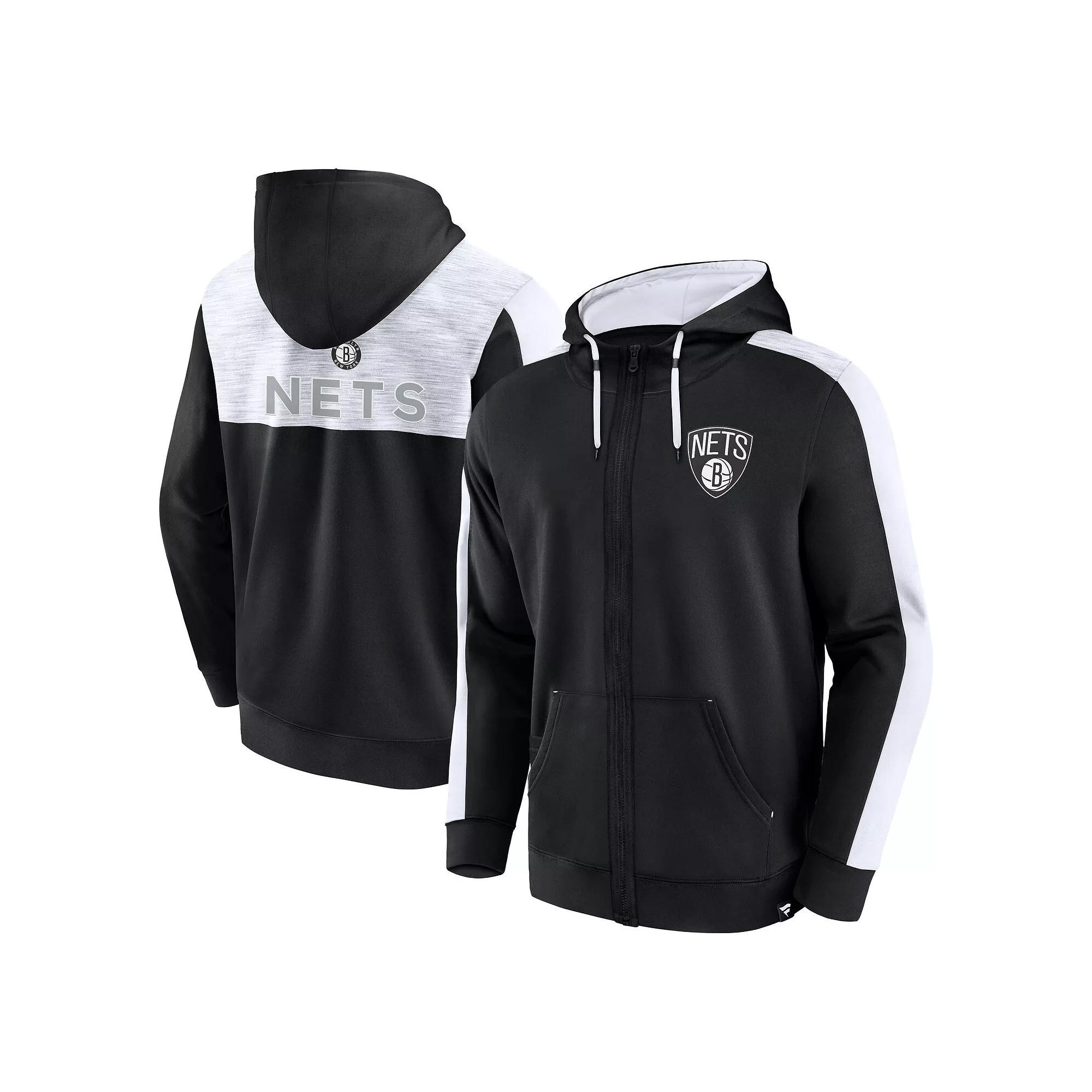 Men's Fanatics Branded Black Brooklyn Nets Rainbow Shot Full-Zip Hoodie, Size: XL Product Image