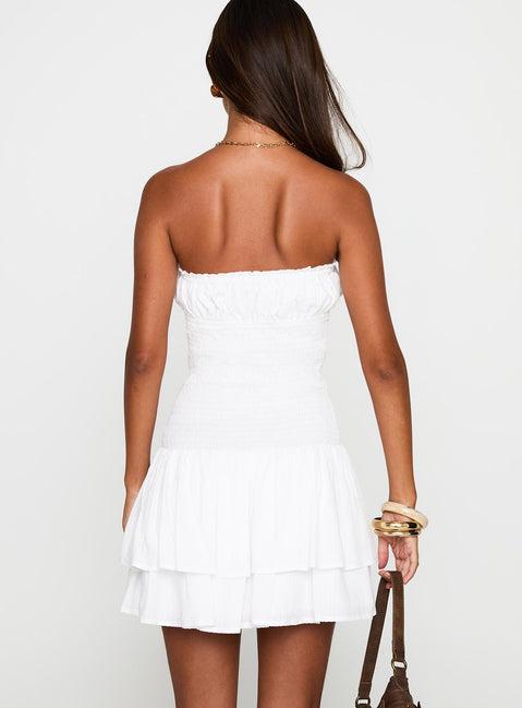 Delfie Strapless Mini Dress White Product Image