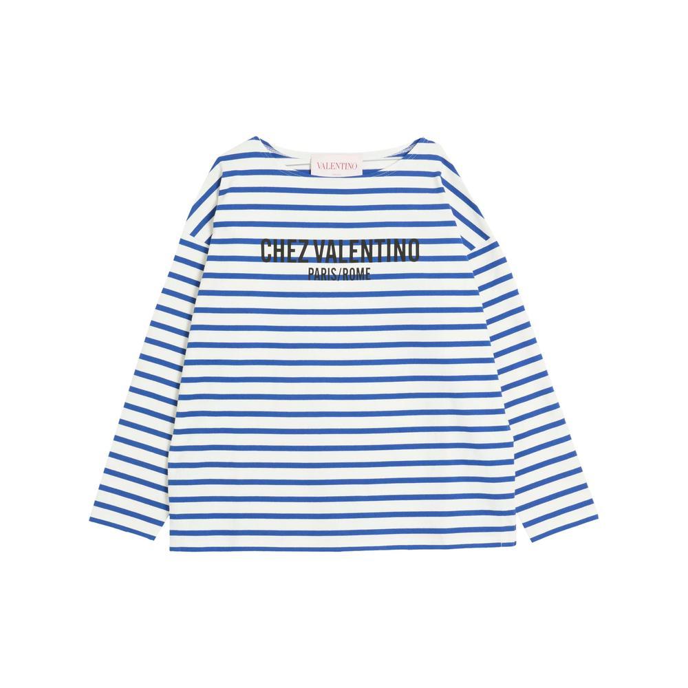 VALENTINO Garavani Men Embroidered Cotton T-shirt In Stripped Product Image