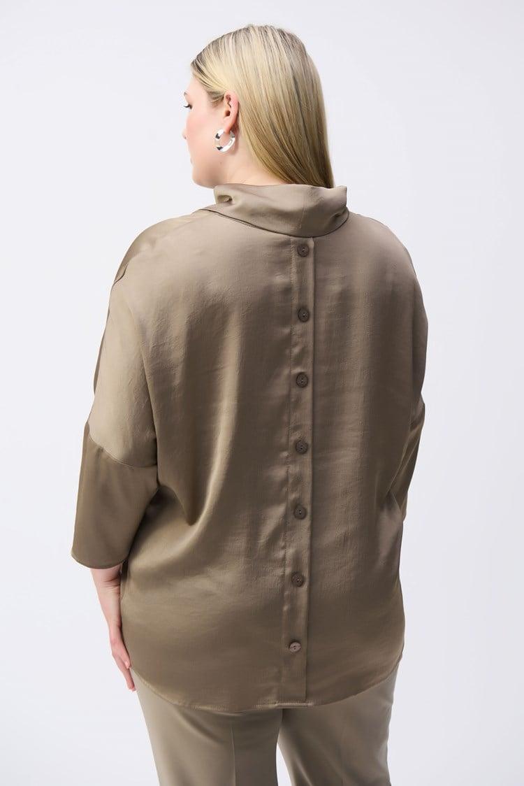 Satin Cowl Collar Top- Java Product Image