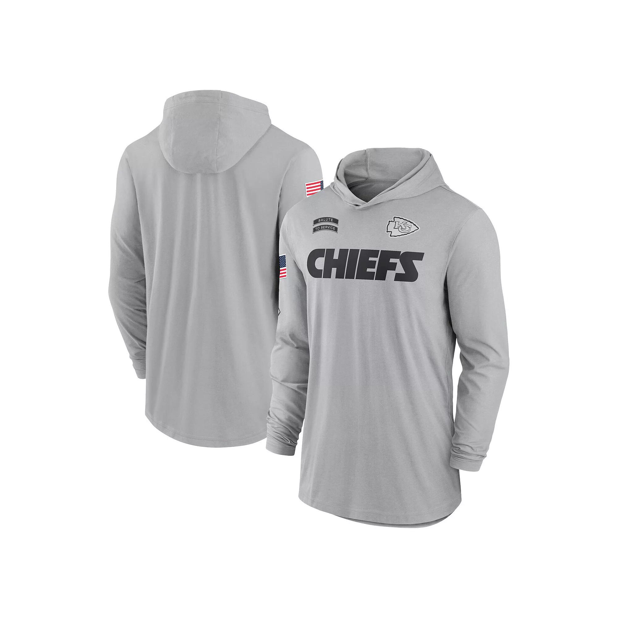 Men's Nike Gray Miami Dolphins 2024 Salute to Service Lightweight Performance Long Sleeve Hooded T-Shirt,  Product Image