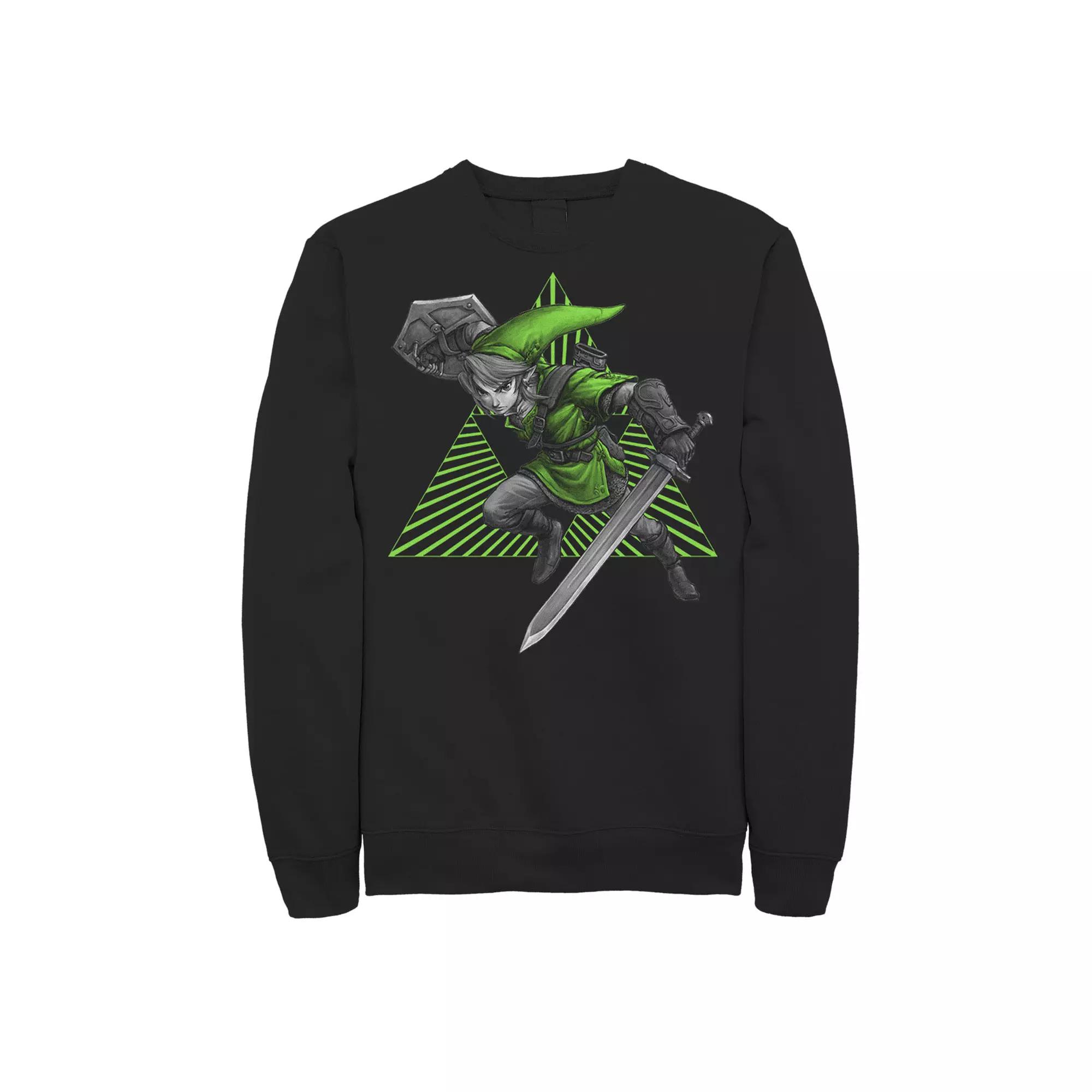 Men's Zelda Link Triforce Action Shot Sweatshirt, Size: Medium, Black Product Image
