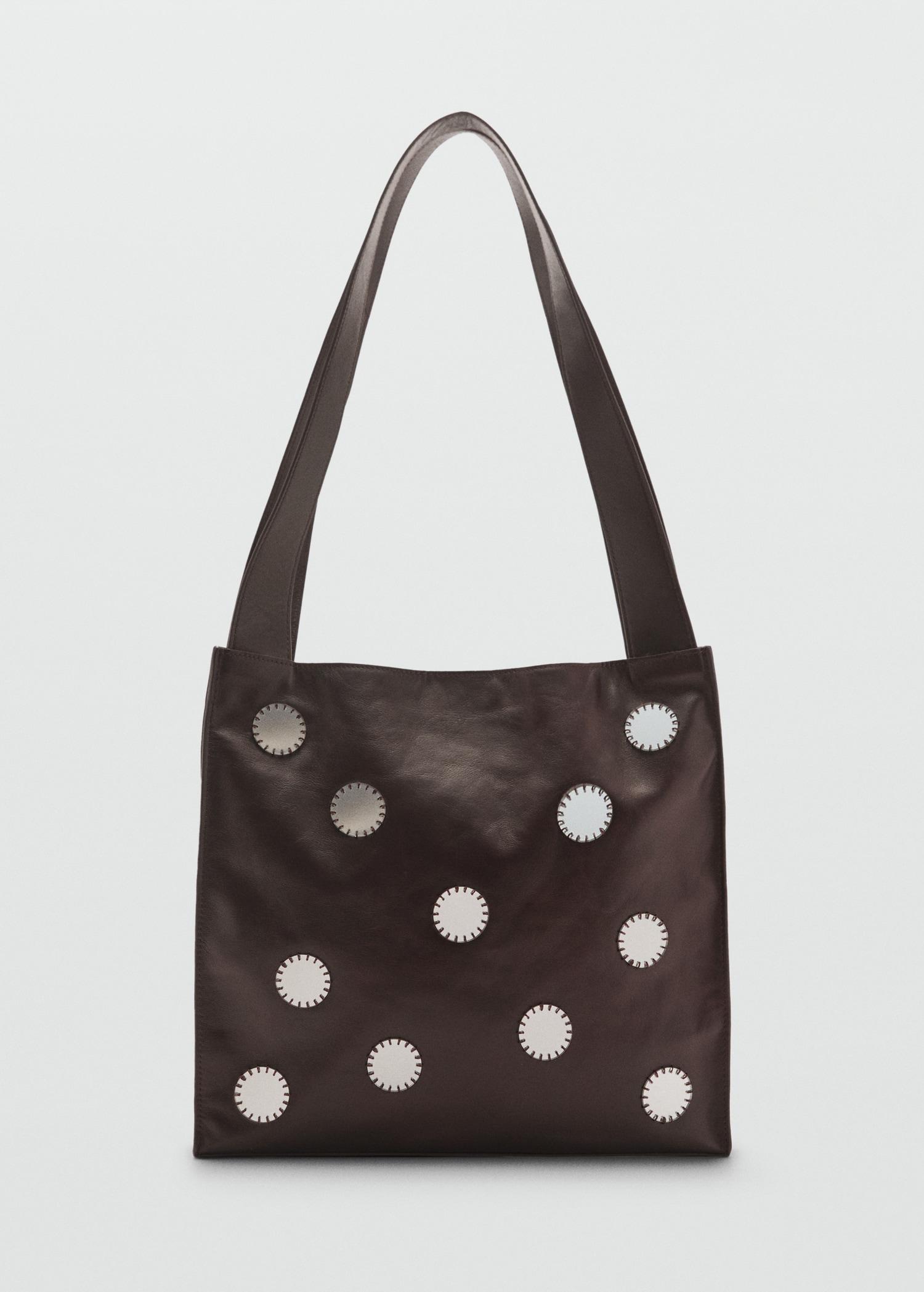 Double-handle leather bag with mirrors - Women | MANGO USA Product Image