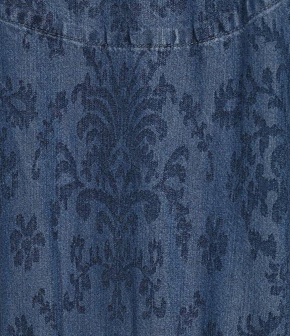 Allison Daley Indigo Print Short Sleeve Shirt Midi Dress Product Image