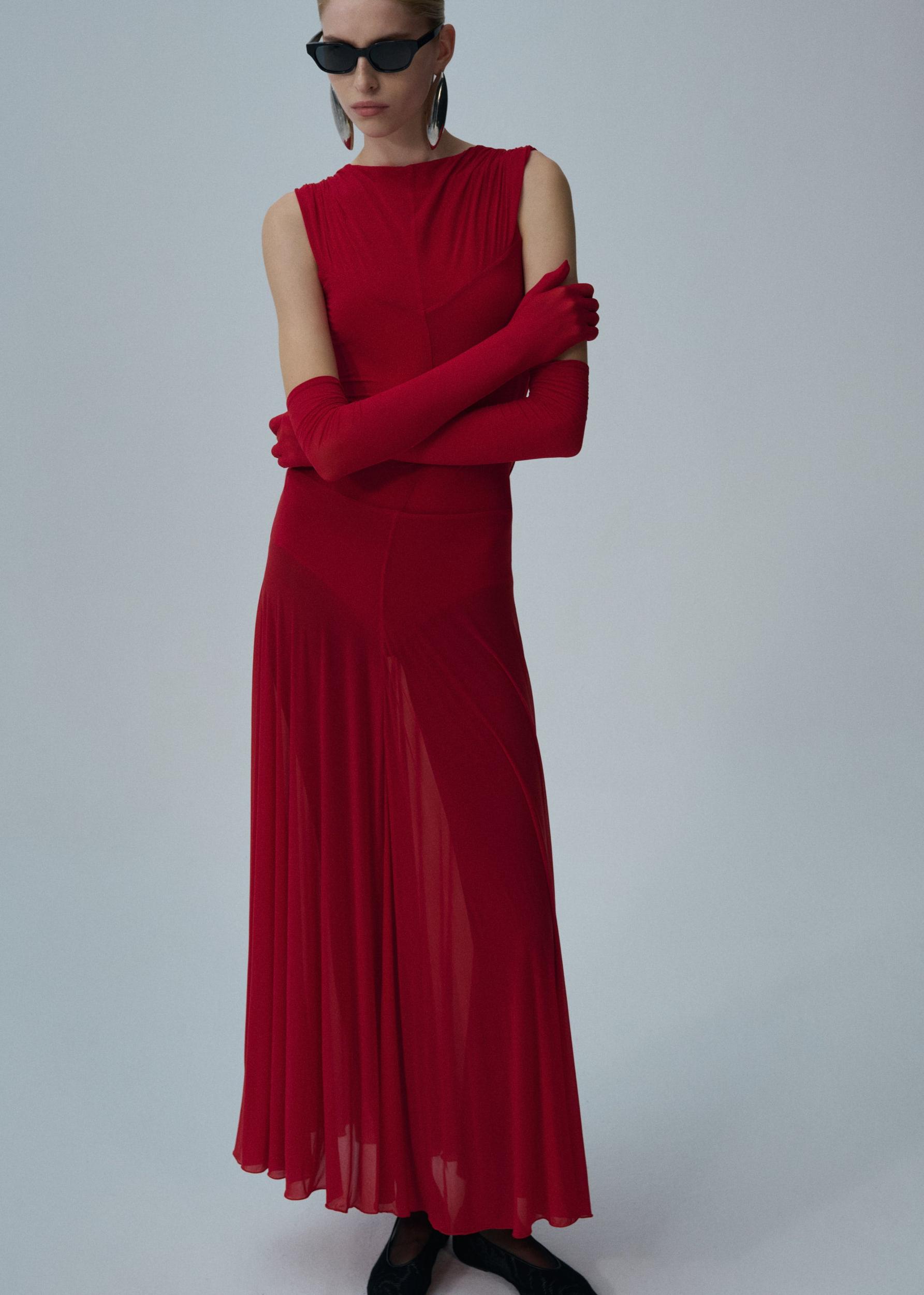 Drop waist cupro midi dress in red Product Image