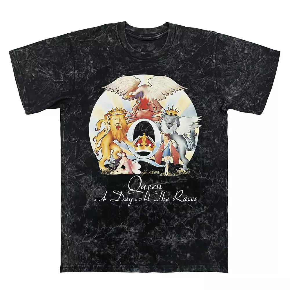 Men's Queen A Day At The Races Album Mineral Wash Graphic Tee, Size: Medium, Black Mineral Wash Product Image
