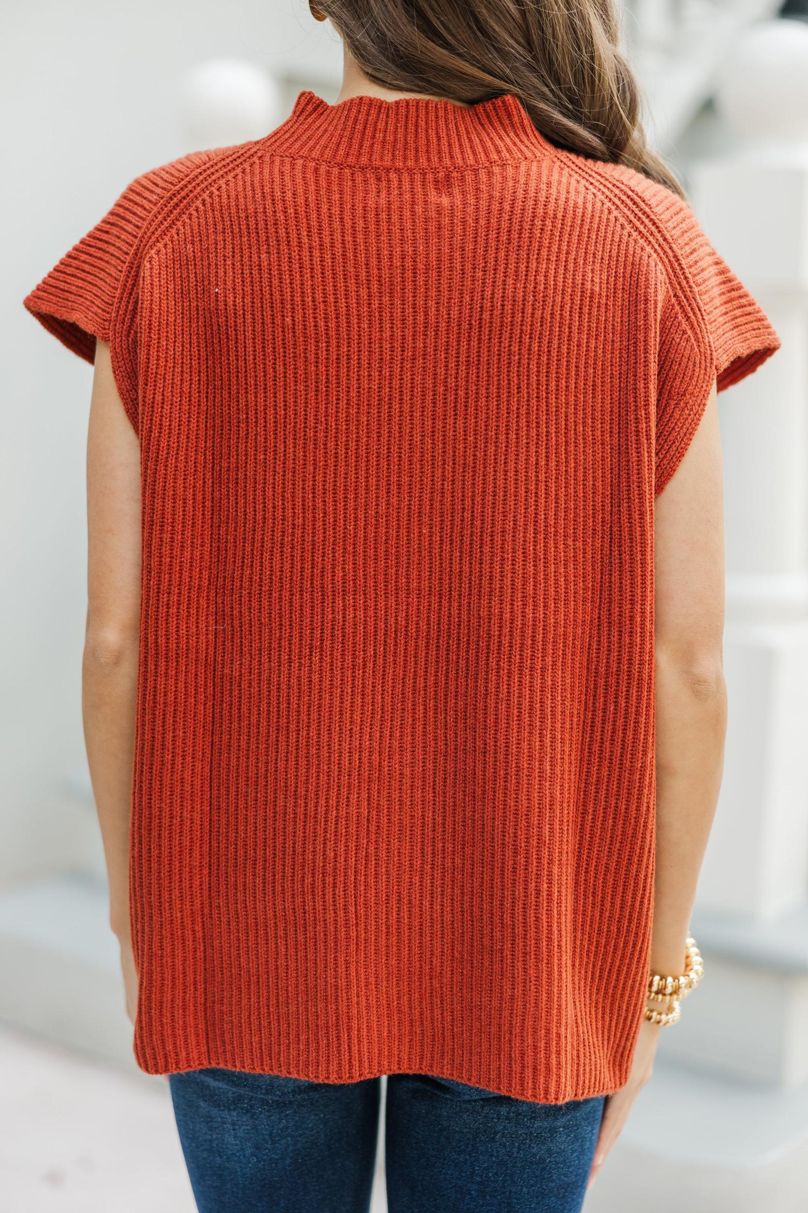 The Slouchy Rust Orange Short Sleeve Sweater Female Product Image