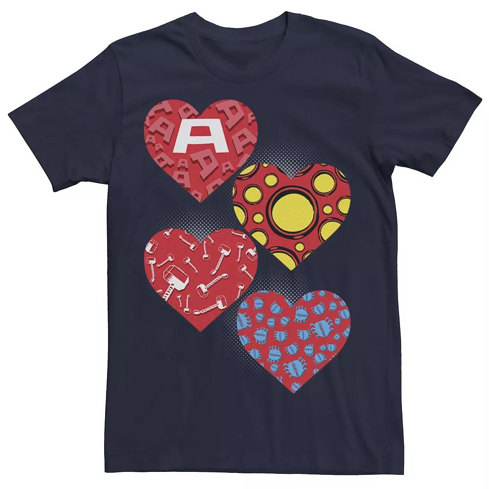 Men's Marvel Heroes Symbol Hearts Valentine's Tee,  Product Image