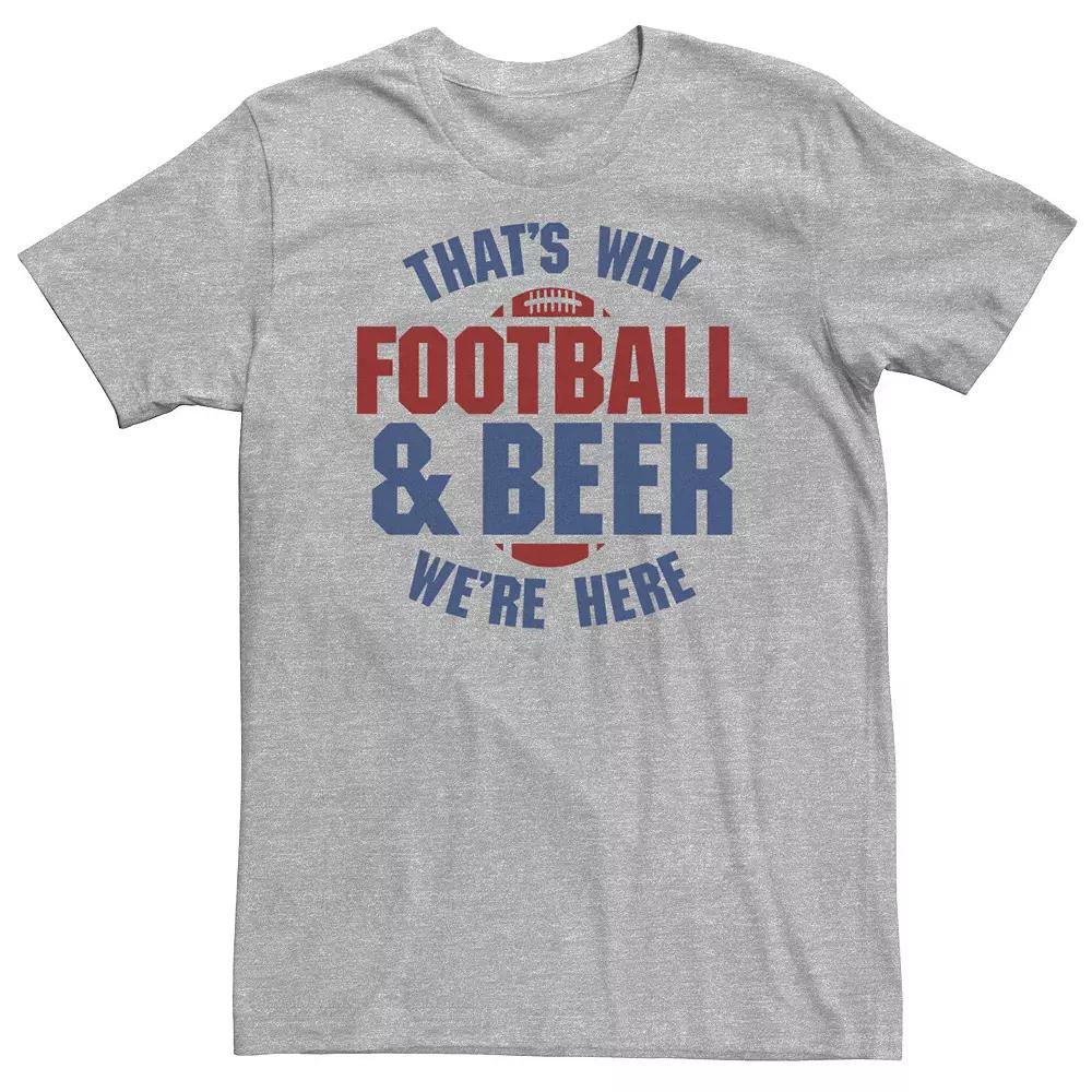 Big & Tall Football And Beer That's Why We're Here Tee, Men's, Size: Large Tall, Athletic Grey Product Image
