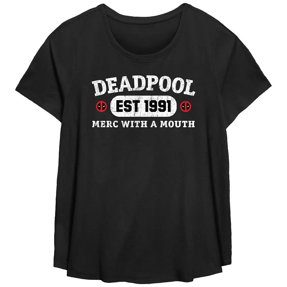 Plus Size Marvel Deadpool Est. 1991 Merc With A Mouth Graphic Tee, Womens Product Image