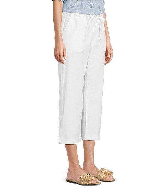 Nurture Stretch Linen Blend Cuffed Straight Leg Crop Pants Product Image