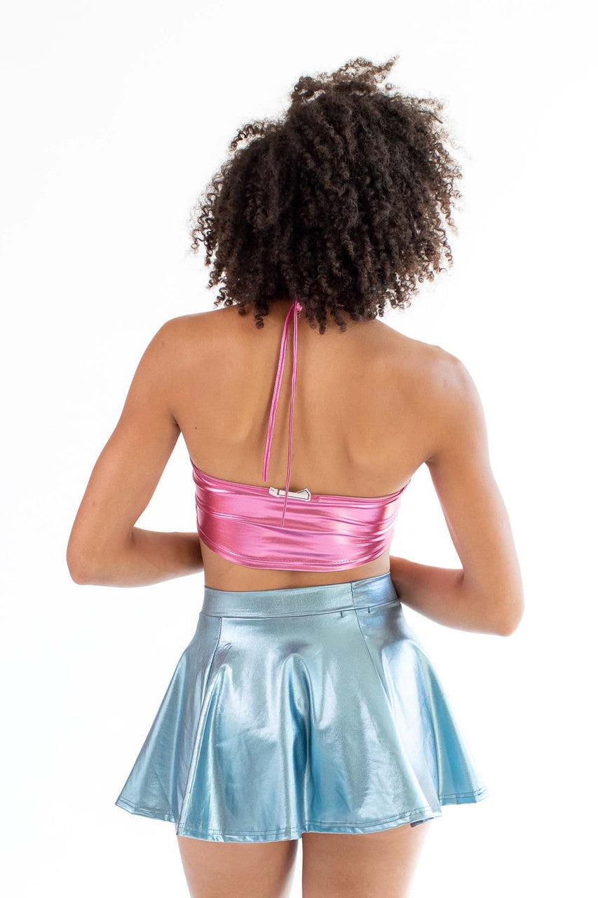 Pink Metallic Halter Crop Product Image