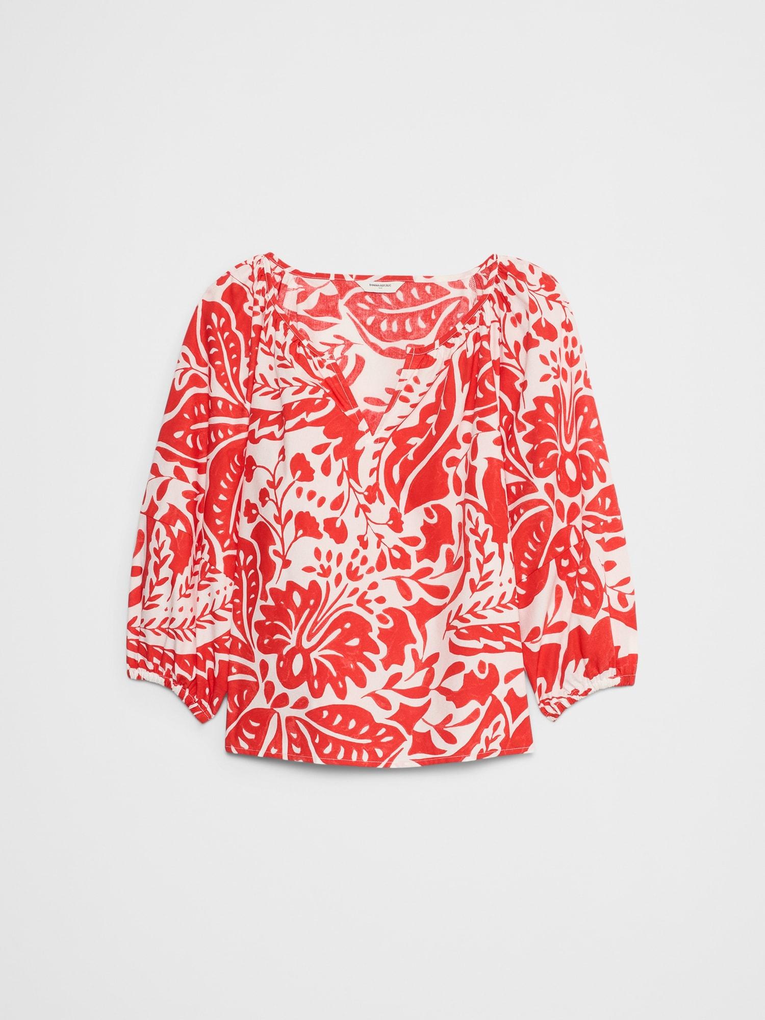 Lantern-Sleeve Poplin Top Product Image