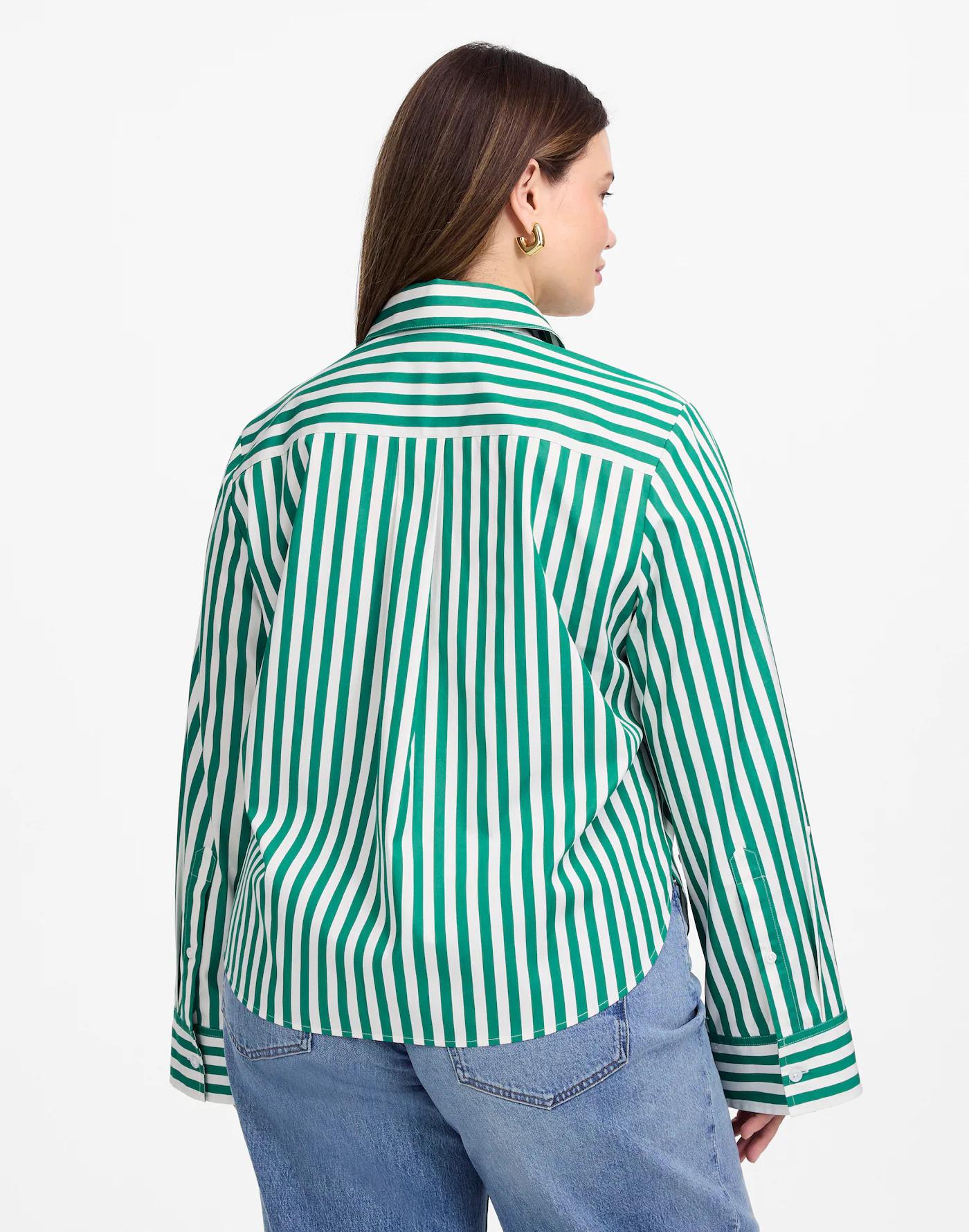 Poplin Easy Y-Neck Button-Up Shirt Product Image