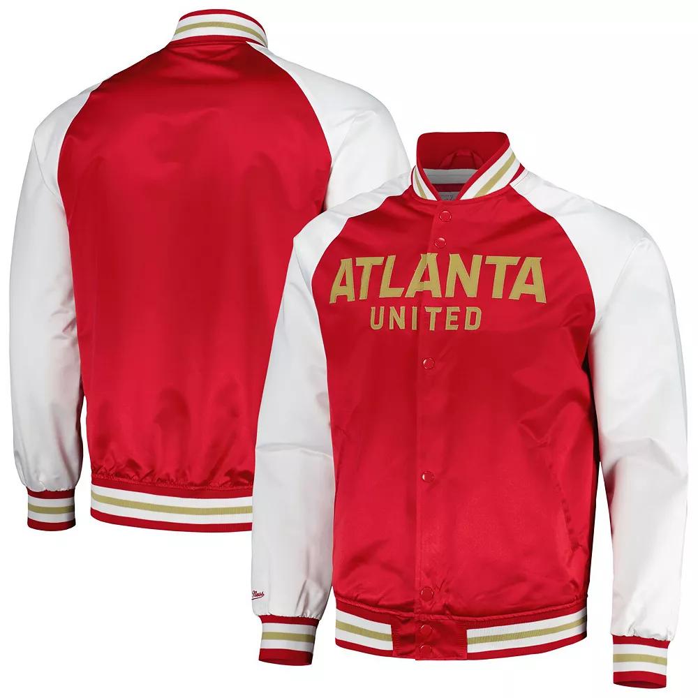 Men's Mitchell & Ness Red Atlanta United FC Satin Raglan Full-Snap Jacket, Size: XL, Atu Red Product Image