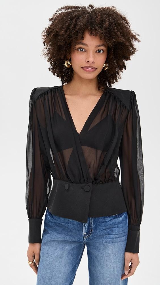 L'AGENCE Yan Front Wrap Blouse | Shopbop Product Image
