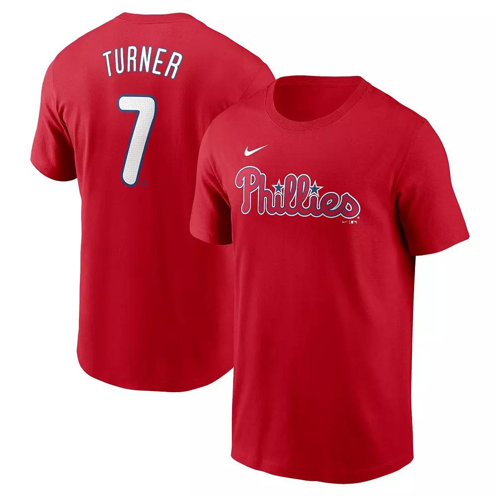 Men's Nike Trea Turner Red Philadelphia Phillies Fuse Name & Number T-Shirt,  Product Image