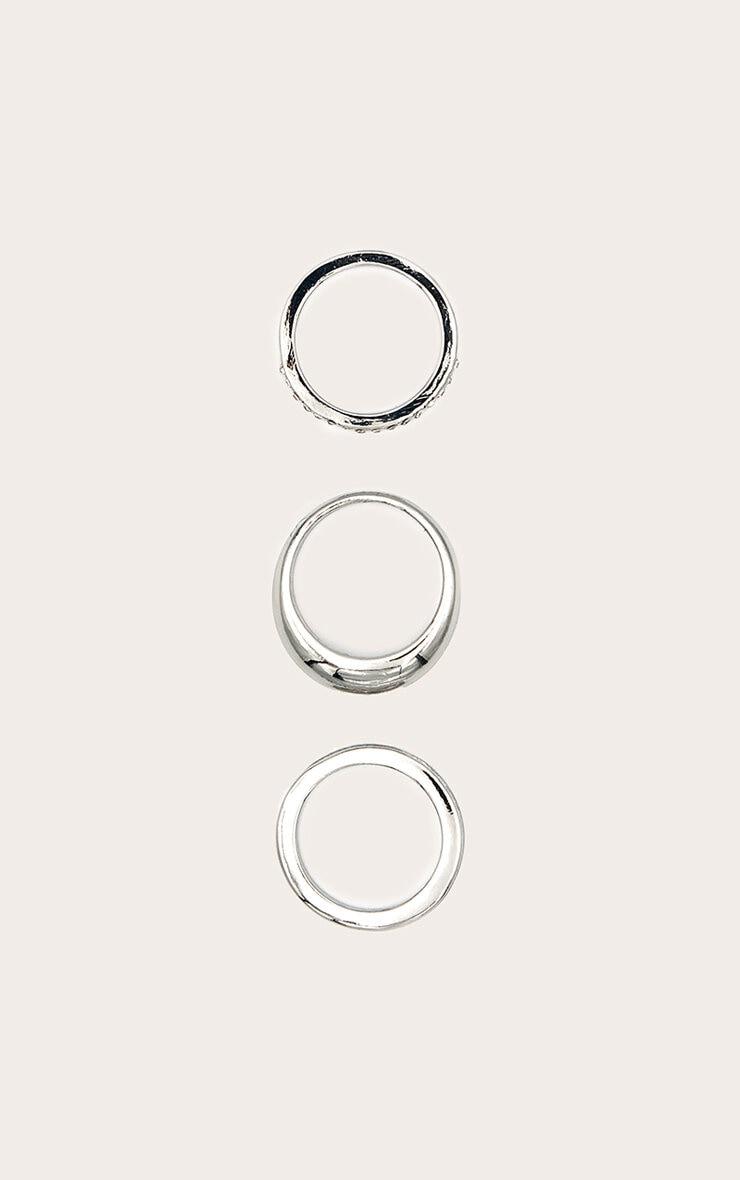 Silver Diamante Ridge Assorted Multipack Rings Product Image