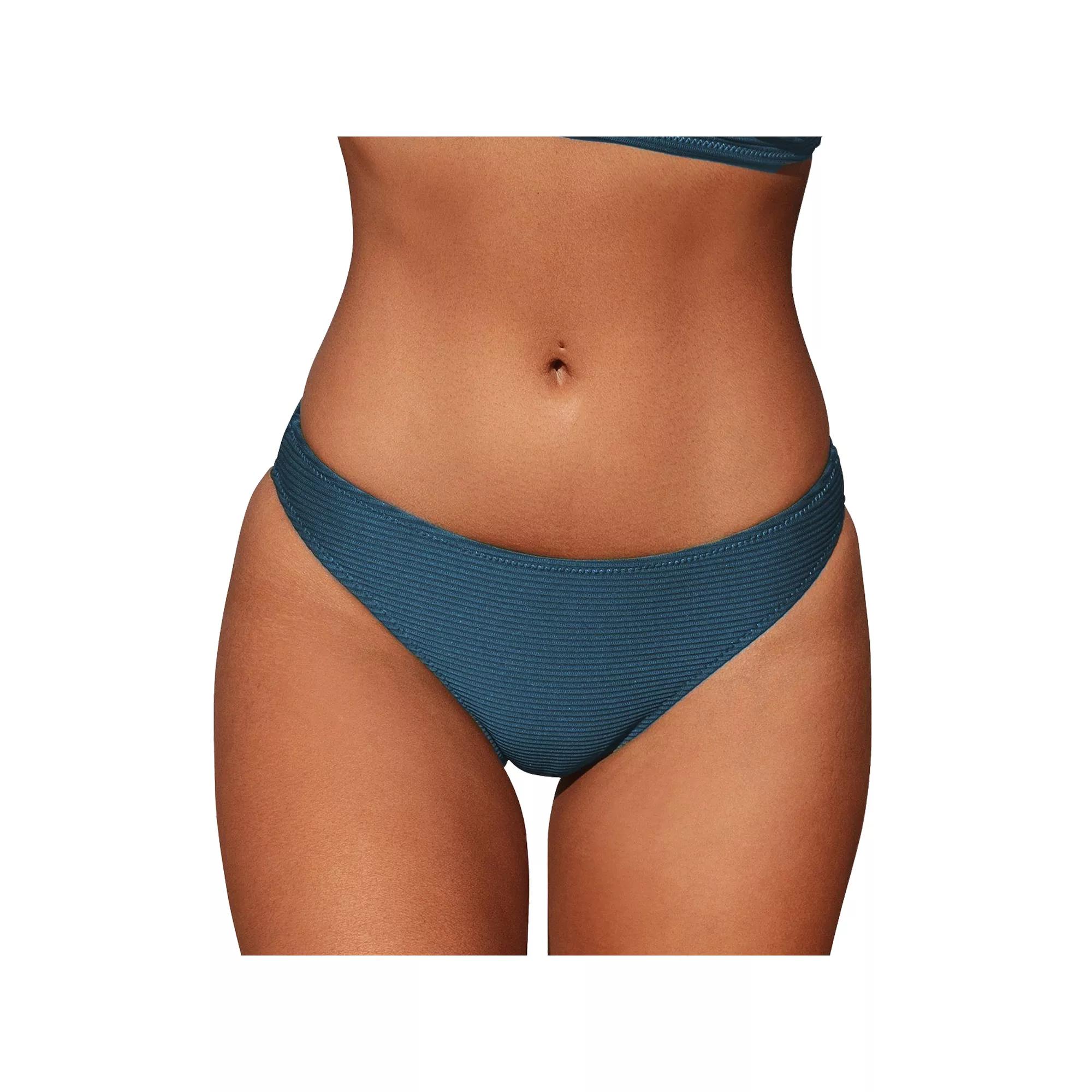 Women's Cupshe Ribbed Low Waisted Mid Cut Cheeky Bikini Bottoms,  Product Image