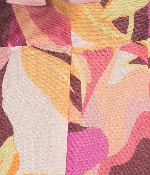 Sam Edelman Mock Neck Sleeveless Abstract Floral Printed Chiffon Sheath Midi Dress Product Image