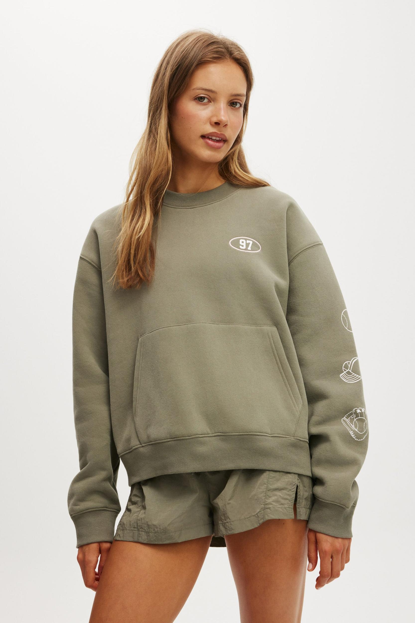 Plush Graphic Pocket Crew Sweatshirt Product Image