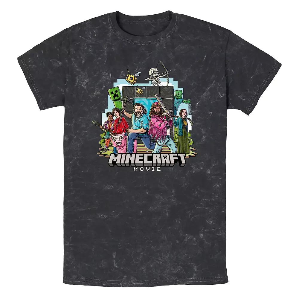 Men's Minecraft Movie Heroes Group Mineral Wash Graphic Tee,  Product Image