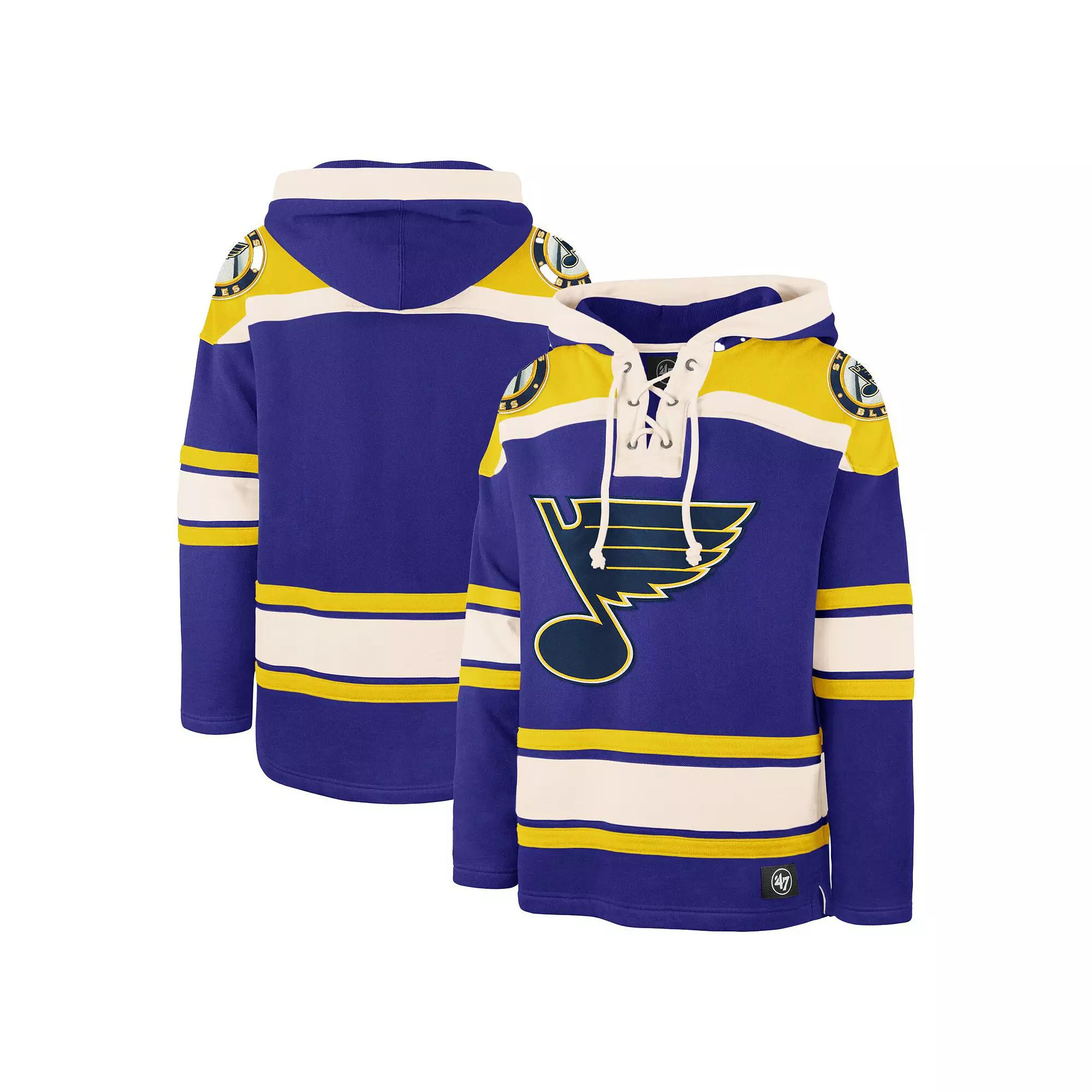 Men's '47 Blue St. Louis Blues Superior Lacer Pullover Hoodie, Size: Medium Product Image