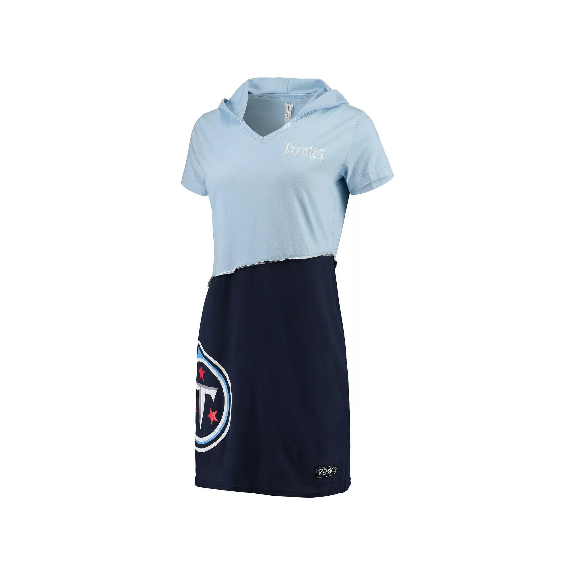 Women's Refried Apparel Light Blue/Navy Tennessee Titans Hooded Mini Dress,  Product Image