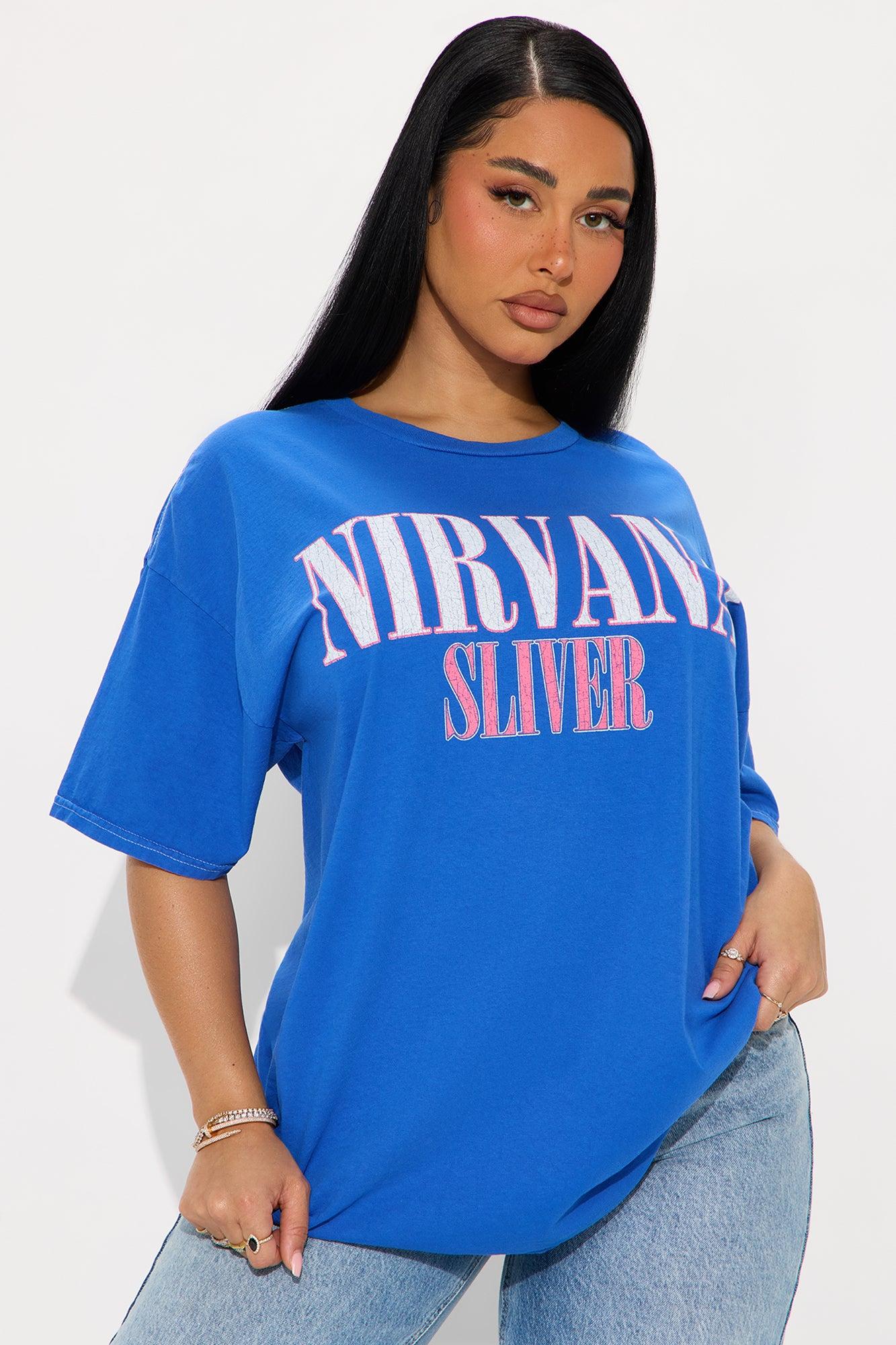 Nirvana Sliver Washed Oversized Tee - Royal Product Image
