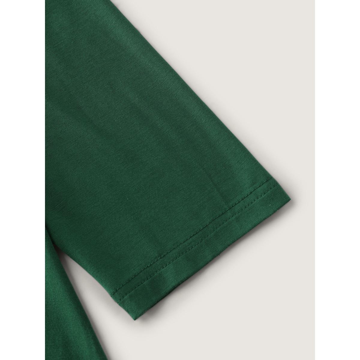 Plus Size Supersoft V Neck High Low Hem T-Shirt DarkGreen Women Leisure V-neck Loose Casual T-shirts BloomChic 22-24/3X Product Image