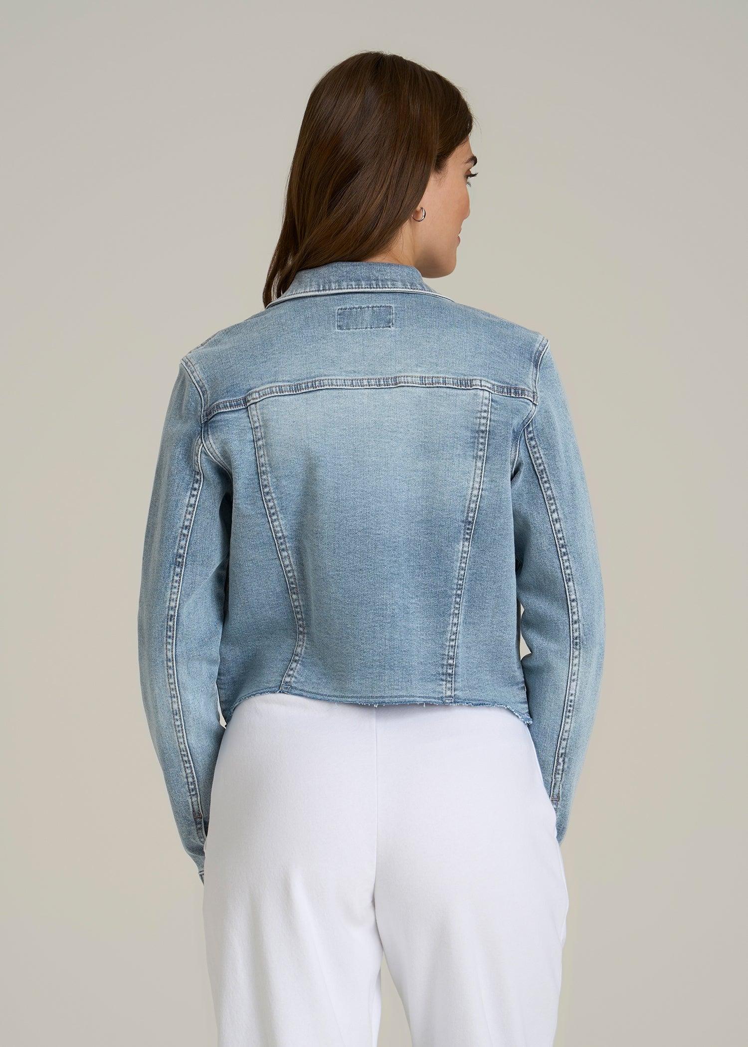 Cropped Stretch Denim Jacket for Tall Women in Perfect Blue Female Product Image