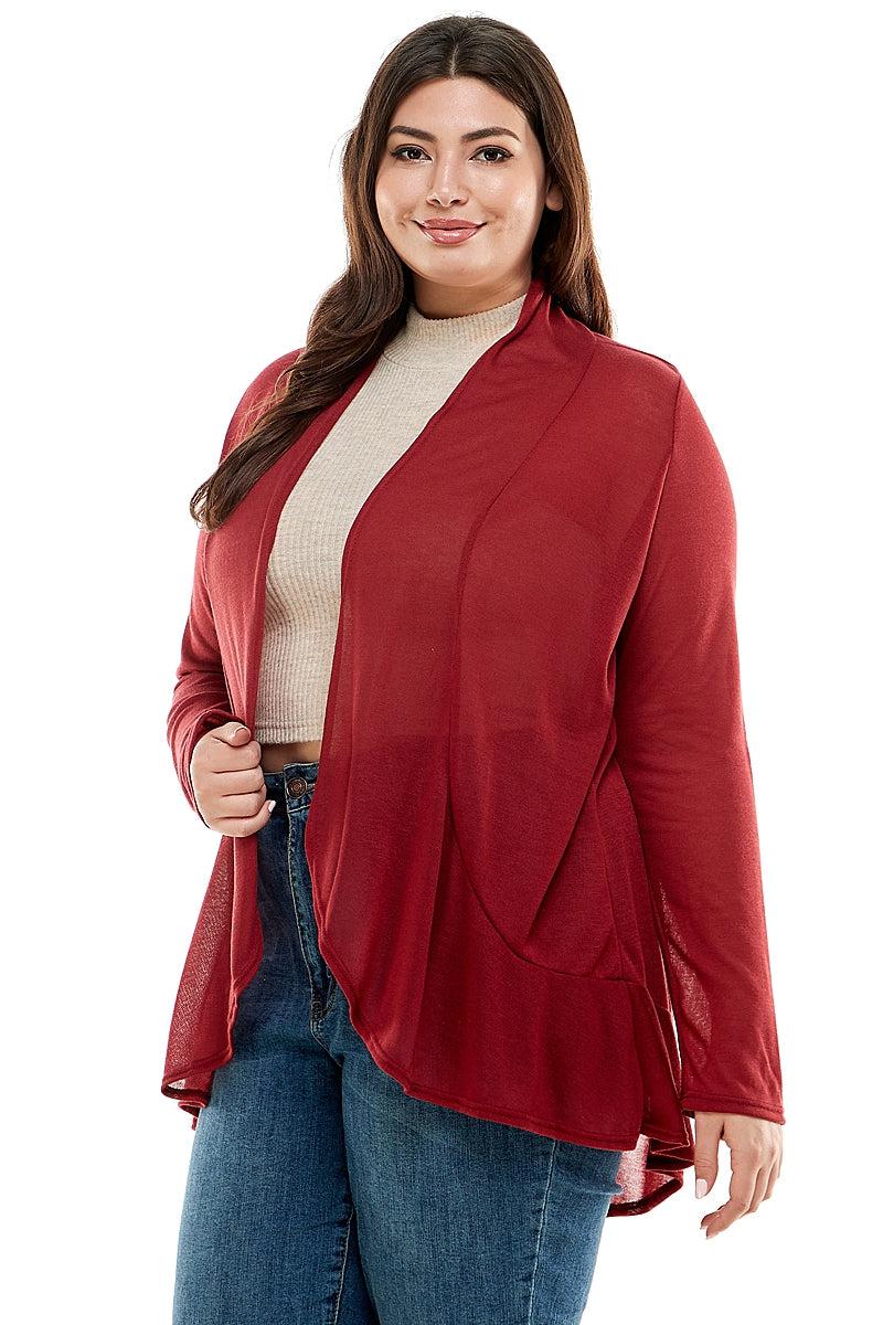 Long Sleeve Ruffled Cardigan - Plus Product Image