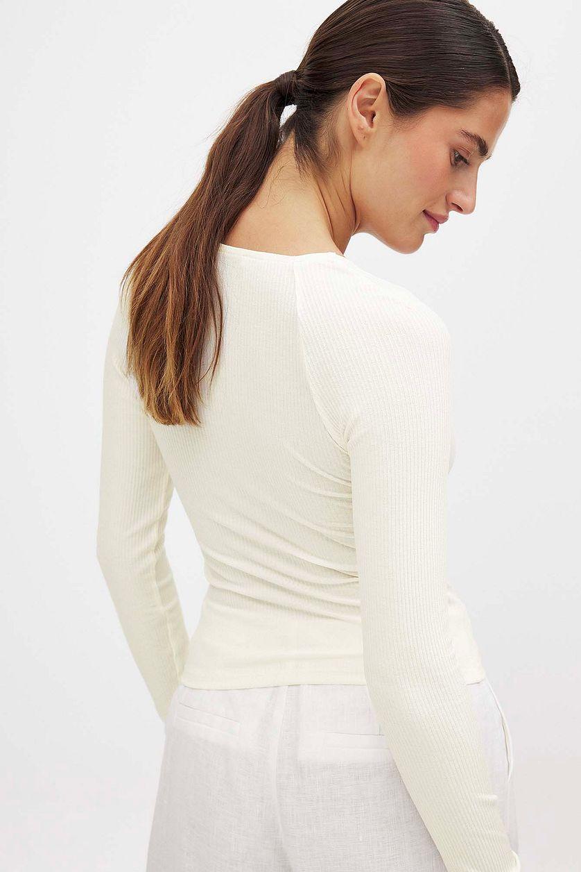 Ribbed Square Neck Detail Top Product Image