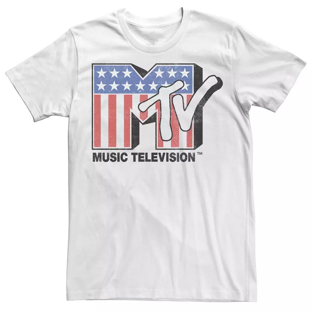 Men's MTV Music Television Vertical Patriotic Stripes Graphic Tee,  Product Image