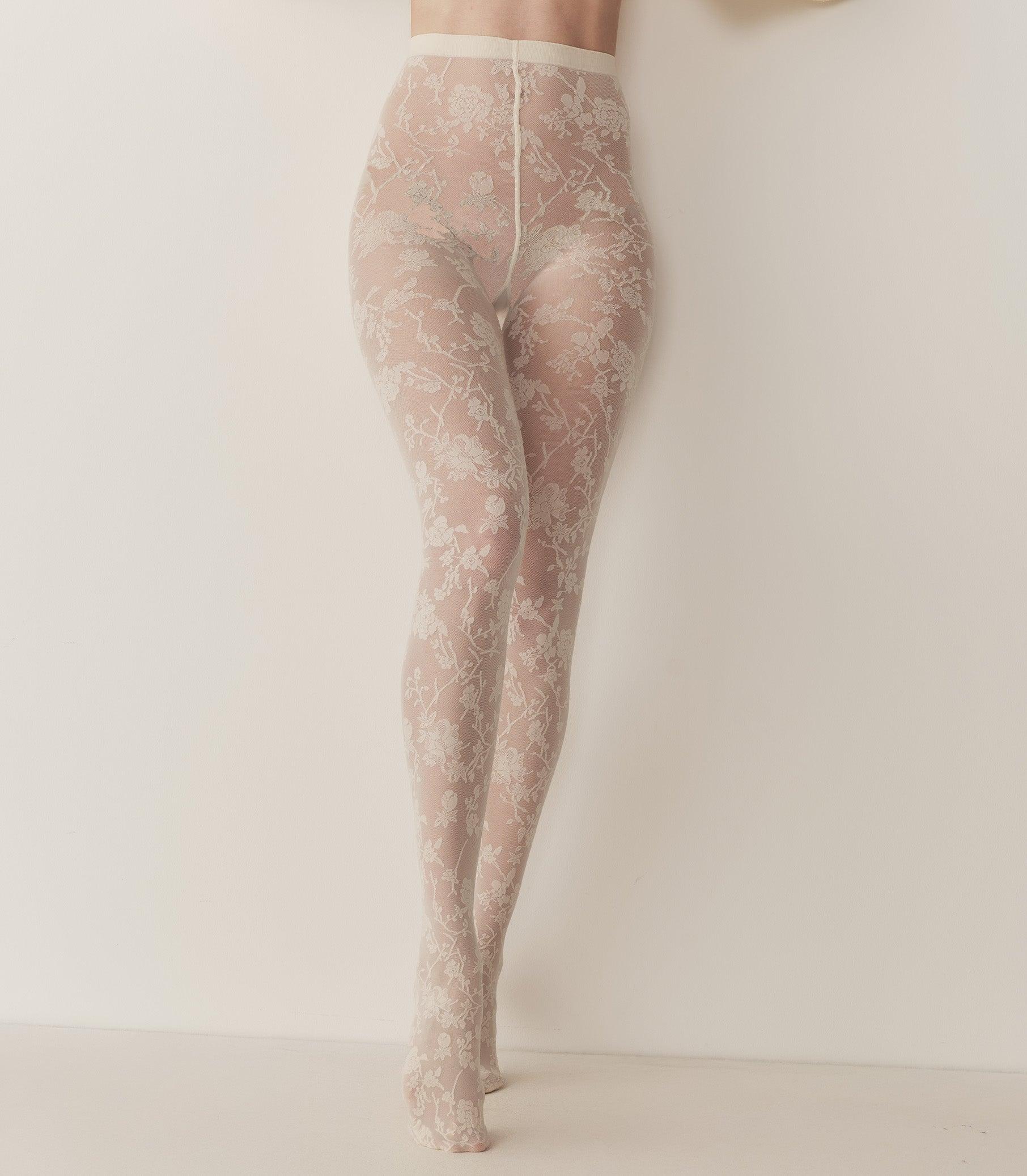 WOLFORD FLORAL LACE TIGHTS -- BUTTERMILK Product Image