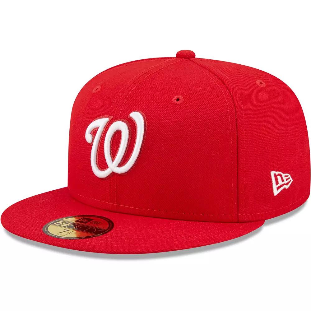 Men's New Era Red Washington Nationals Logo White 59FIFTY Fitted Hat, Size: 7 5/8 Product Image