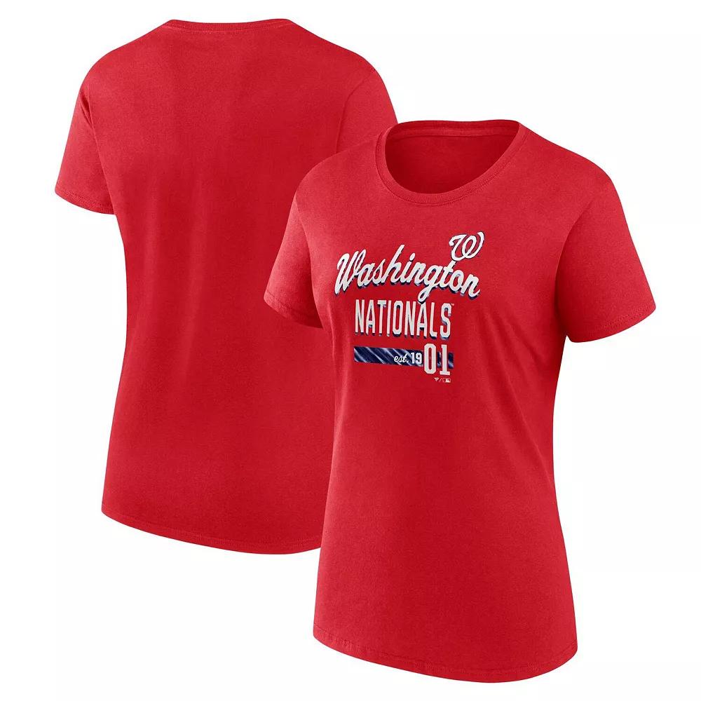 Women's Fanatics Branded Red Washington Nationals Logo Fitted T-Shirt,  Product Image