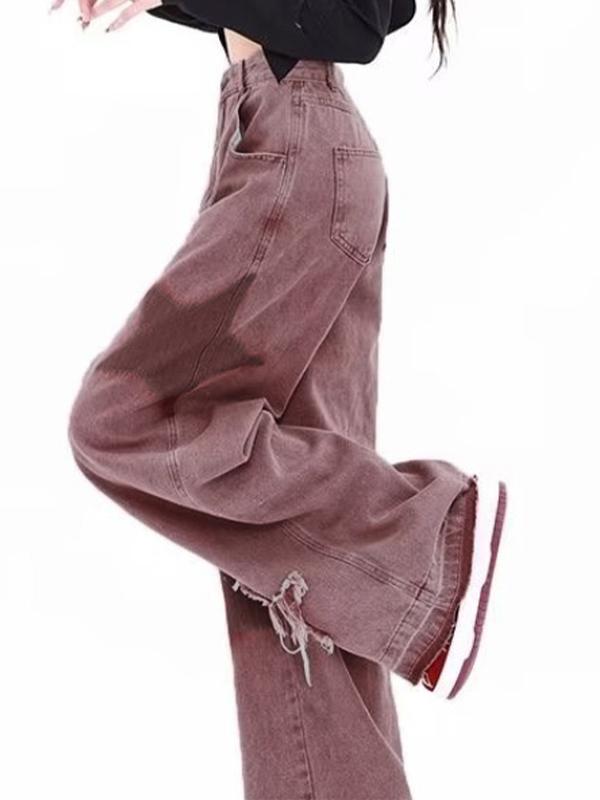 Vintage Star Print Embroidery Boyfriend Jeans Product Image