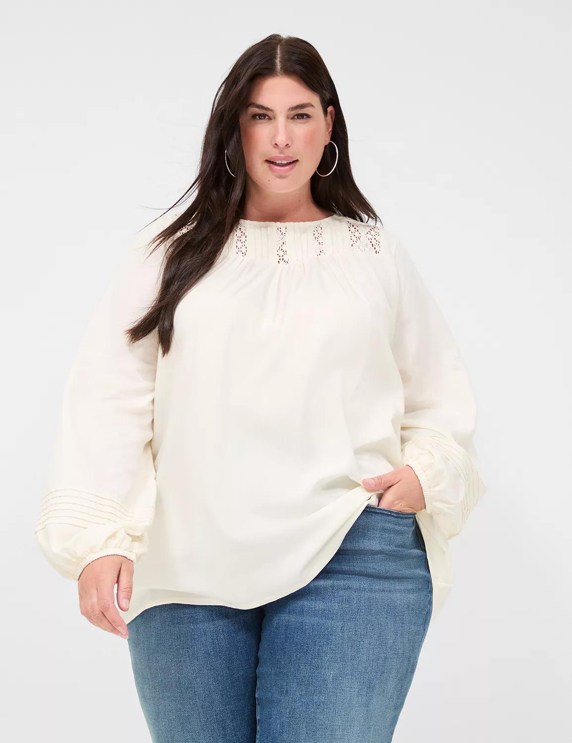 Swing Pintuck Knit & Woven Top Product Image