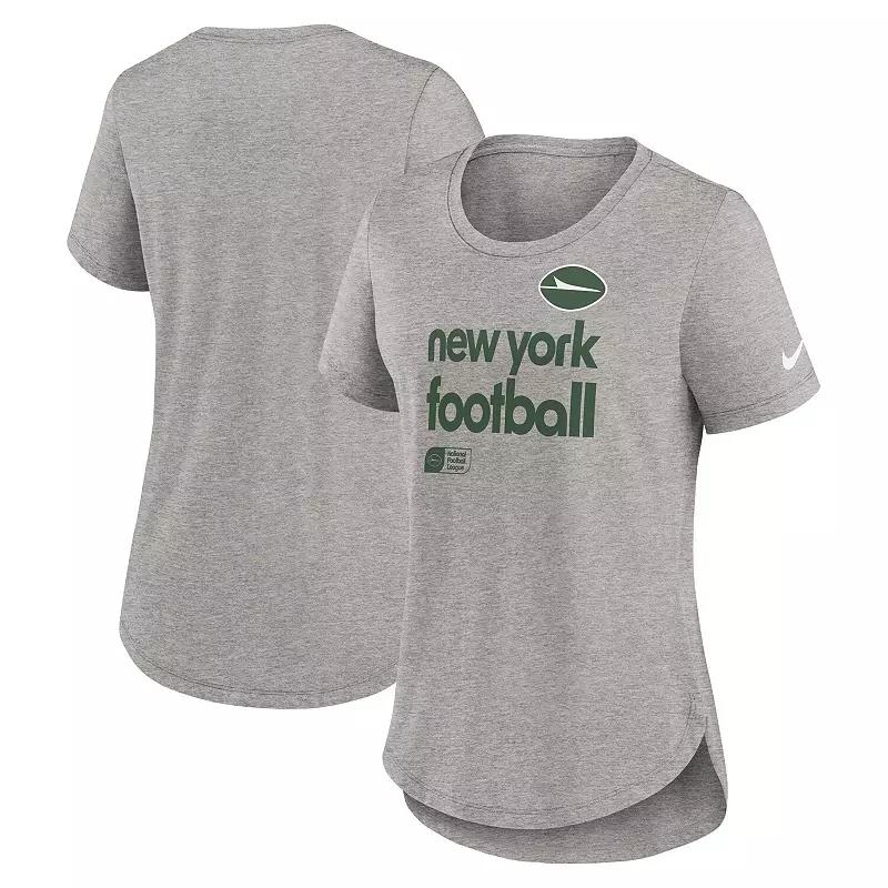 Women's Nike Heather Gray New York Jets Team Shout-Out Tri-Blend T-Shirt,  Product Image